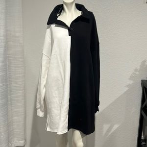 black and white sweatshirt dress. Size 1XL from fashion nova.